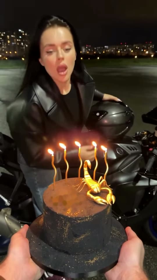 Biker Birthday Cake Trend: Ride In, Blow the Candles, Freeze in Black and White — AI meme template preview