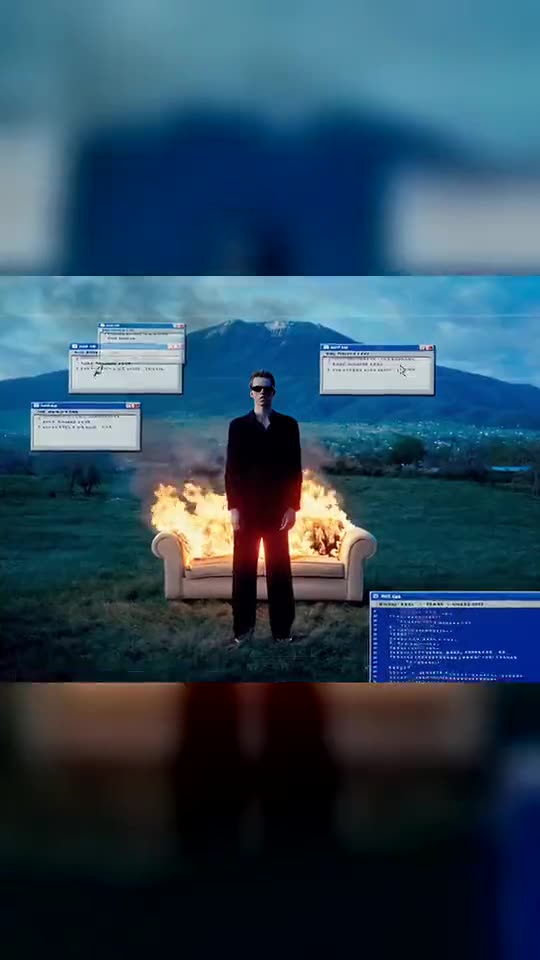 Blue Screen Glitch AI Trend: You, a Burning Sofa and a System Crash: Make This Meme Video Online