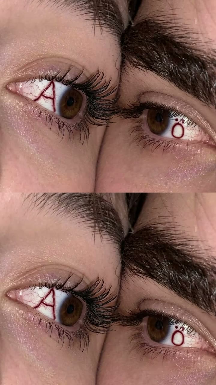 Couple Eye Trend: Your Initials Drawn in Red Eye Veins — AI meme template preview