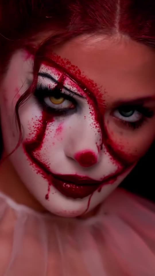 Halloween Makeup Filter: Flip Your Hair, Reveal a Pro SFX Look — AI meme template preview