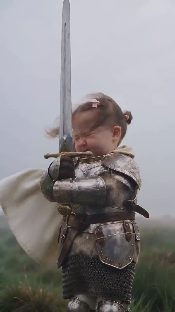 Knight Sword Swap AI Video: The Big Knight Takes the Heavy Sword — AI meme template preview