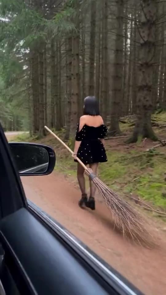 My Ride Is Here: Hop on the Broom and Fly Off Beside the Car — AI meme template preview