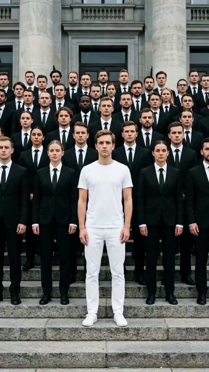 Storm AI Trend: Stand Still While the Crowd Bows — AI meme template preview